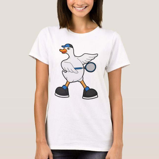 T-shirt Canard au Tennis avec raquette de tennis & Casquet (Devant)