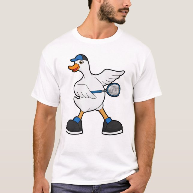 T-shirt Canard au Tennis avec raquette de tennis & Casquet (Devant)