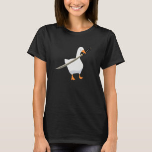 T-shirt Canard Avec Épée Canard Maniant Un Couteau Katana