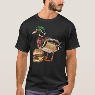 T-shirt Canard branchu mangeant un hamburger