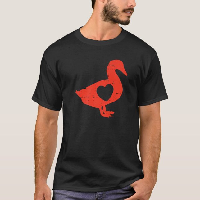 T-shirt Canard Coeur Valentines Jour mignonne Animaux de f (Devant)