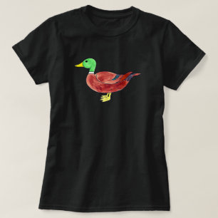 T-shirt Canard colvert mâle tête verte aquarelle