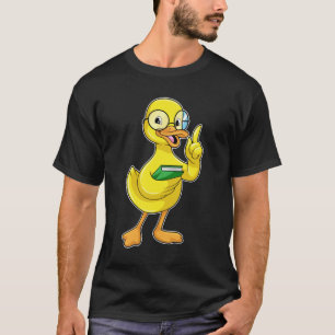 T-shirt Canard comme enseignant avec livre et lunettes