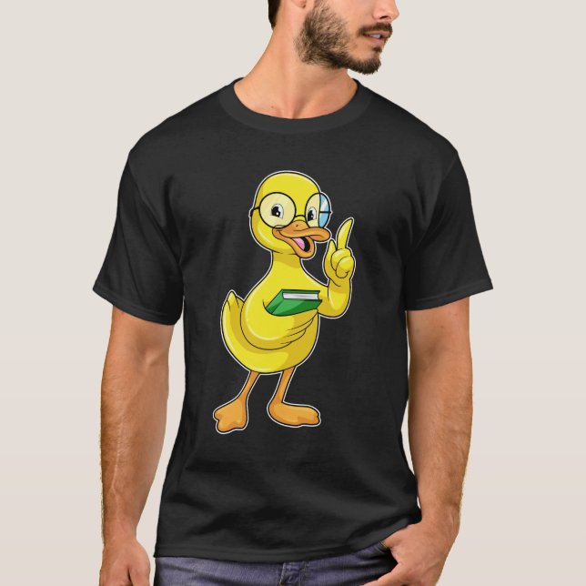 T-shirt Canard comme enseignant avec livre et lunettes (Devant)
