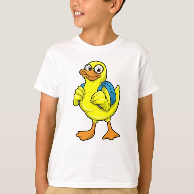 T-shirt Canard comme étudiant avec sac à dos (Devant)