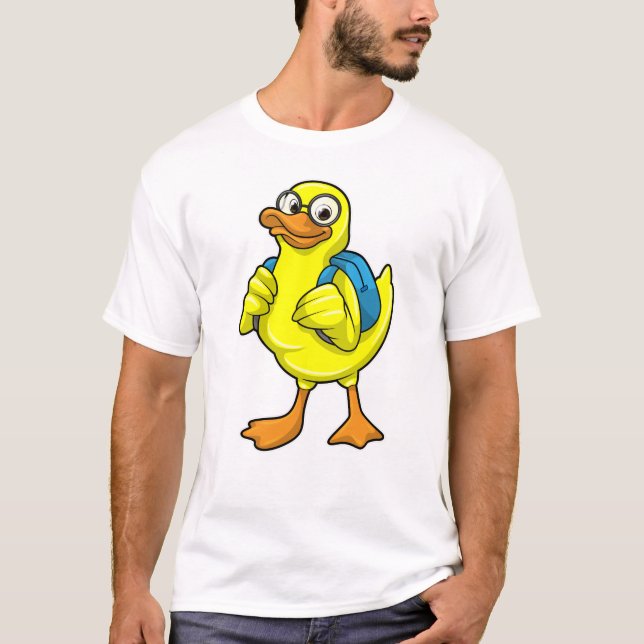 T-shirt Canard comme étudiant avec sac à dos (Devant)