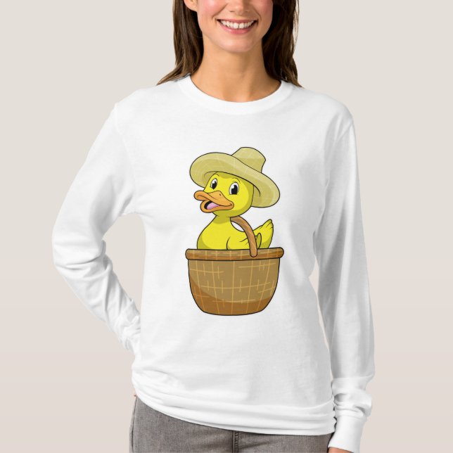 T-shirt Canard comme fermier avec panier (Devant)