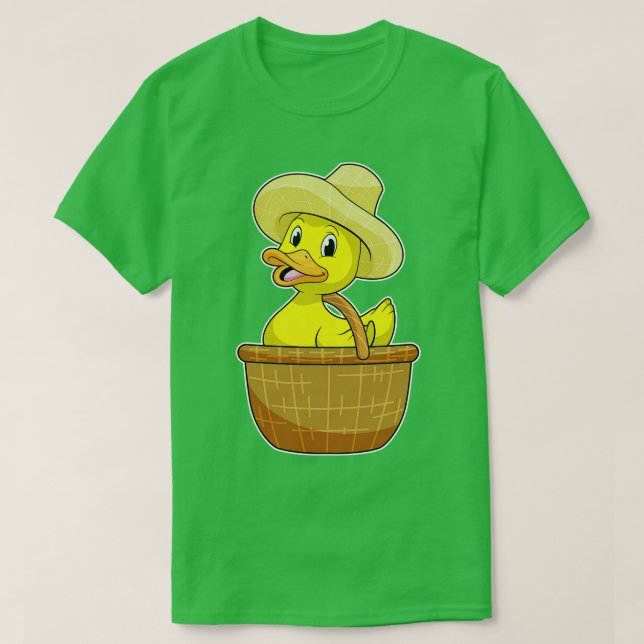 T-shirt Canard comme fermier avec panier (Design devant)