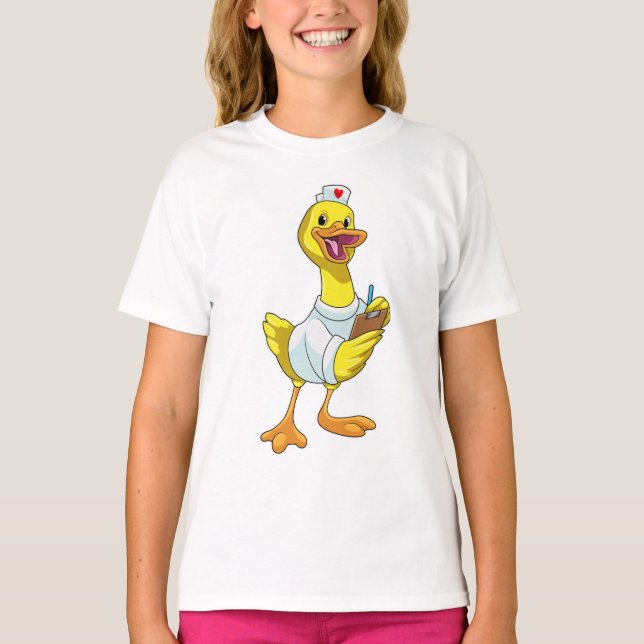 T-shirt Canard comme infirmière avec coeur (Devant)