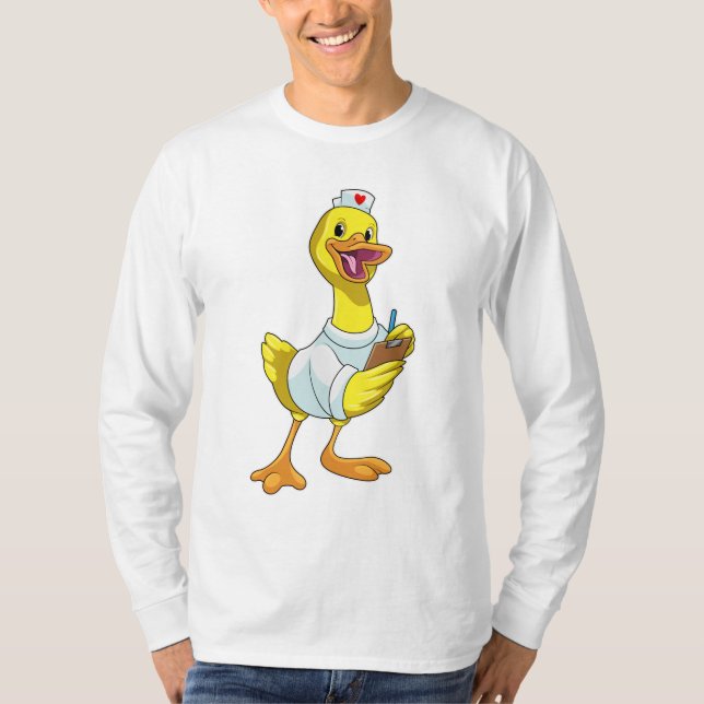 T-shirt Canard comme infirmière avec coeur (Devant)
