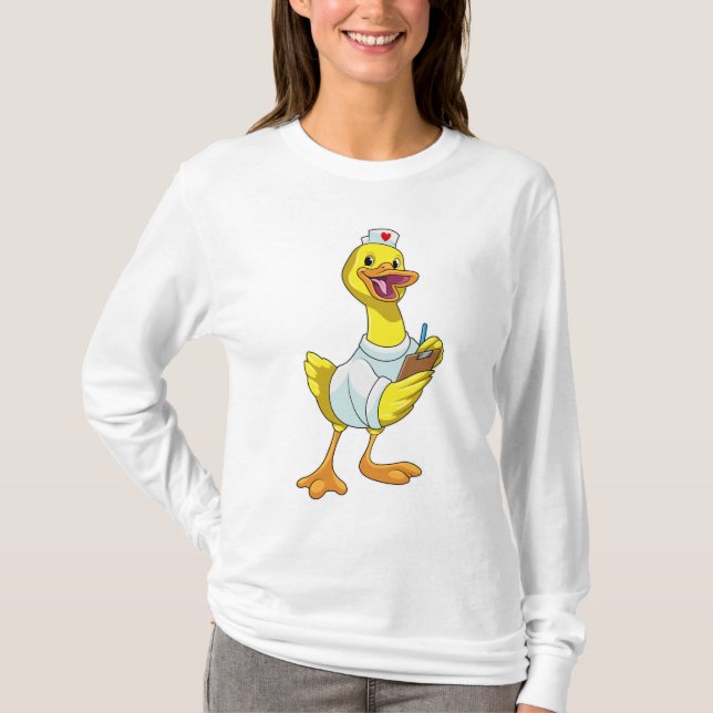T-shirt Canard comme infirmière avec coeur (Devant)