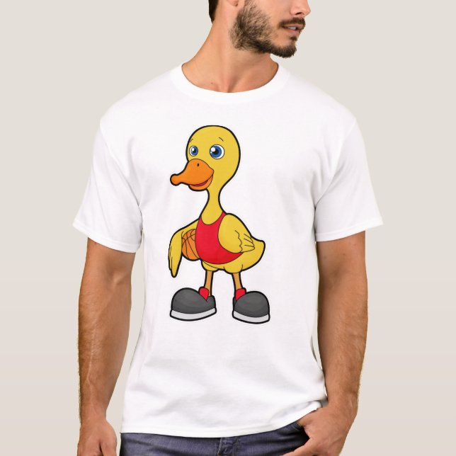 T-shirt Canard comme joueur de basket-ball avec basket-bal (Devant)