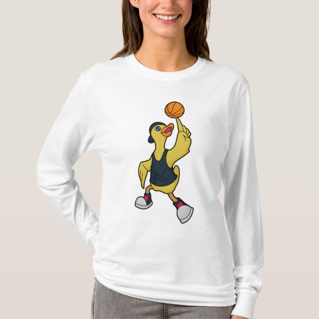 T-shirt Canard comme joueur de basketball avec basket-ball (Devant)