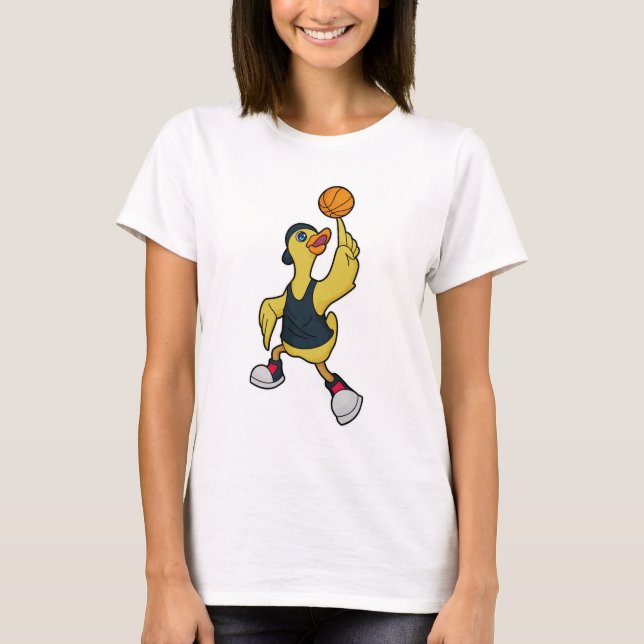 T-shirt Canard comme joueur de basketball avec basket-ball (Devant)