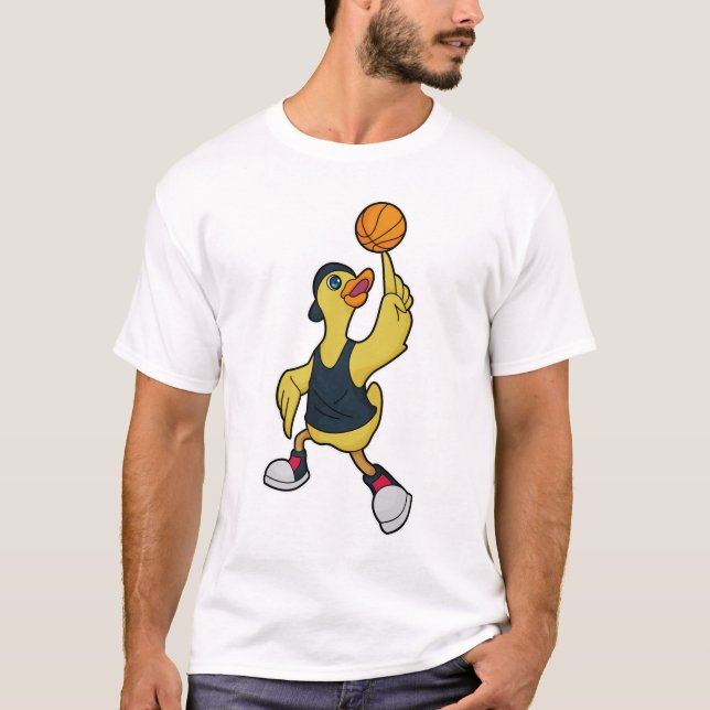 T-shirt Canard comme joueur de basketball avec basket-ball (Devant)