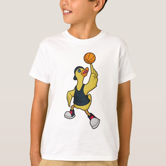 T-shirt Canard comme joueur de basketball avec basket-ball (Devant)