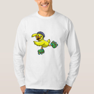 T-shirt Canard comme patineur avec patins et casque