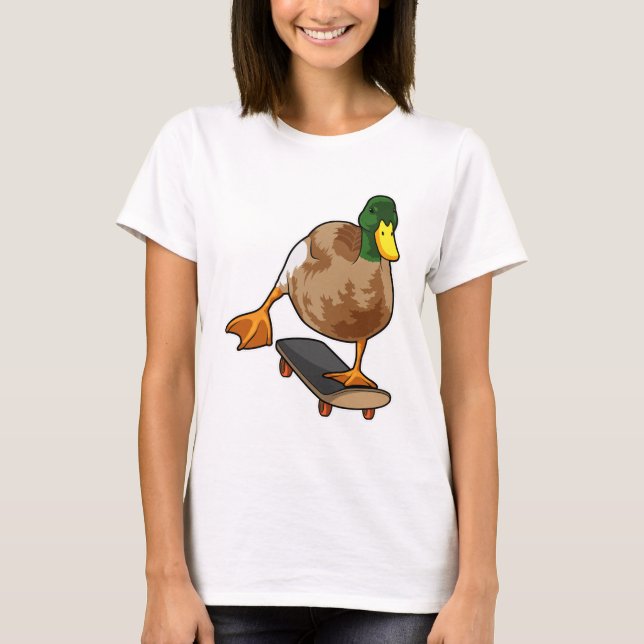 T-shirt Canard comme patineur avec skateboard (Devant)