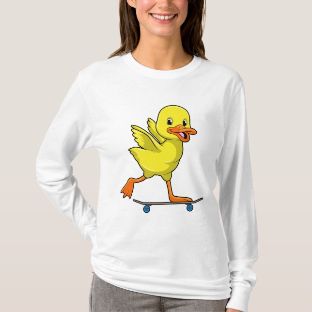 T-shirt Canard comme patineur avec skateboard (Devant)