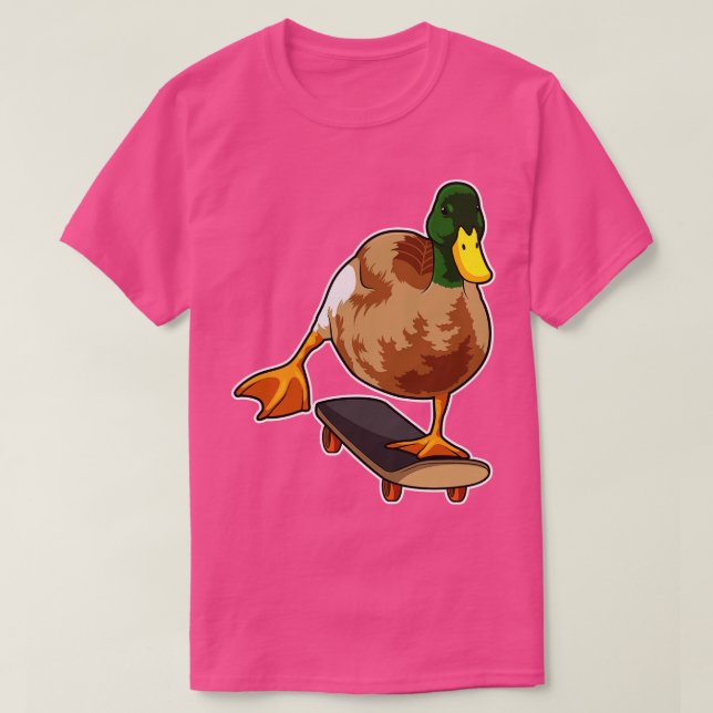 T-shirt Canard comme patineur avec skateboard 1 (Design devant)