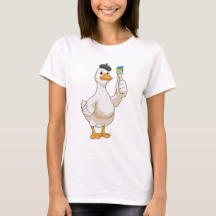 T-shirt Canard comme peintre avec pinceau
