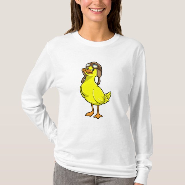 T-shirt Canard comme pilote avec Casquette et lunettes (Devant)