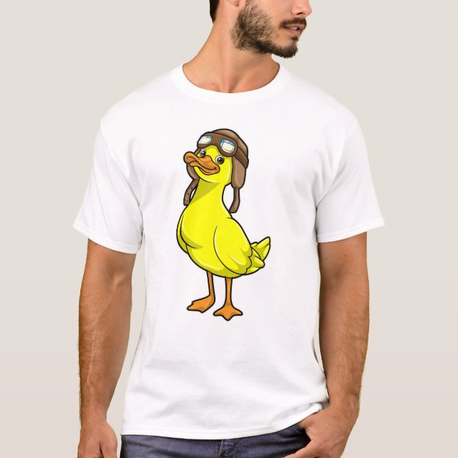 T-shirt Canard comme pilote avec Casquette et lunettes (Devant)
