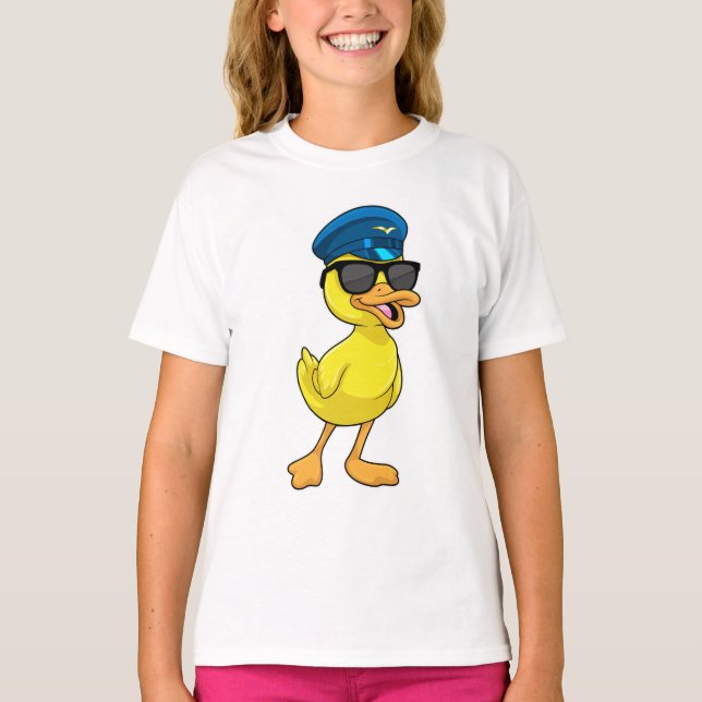 T-shirt Canard comme pilote avec casquette pilote (Devant)