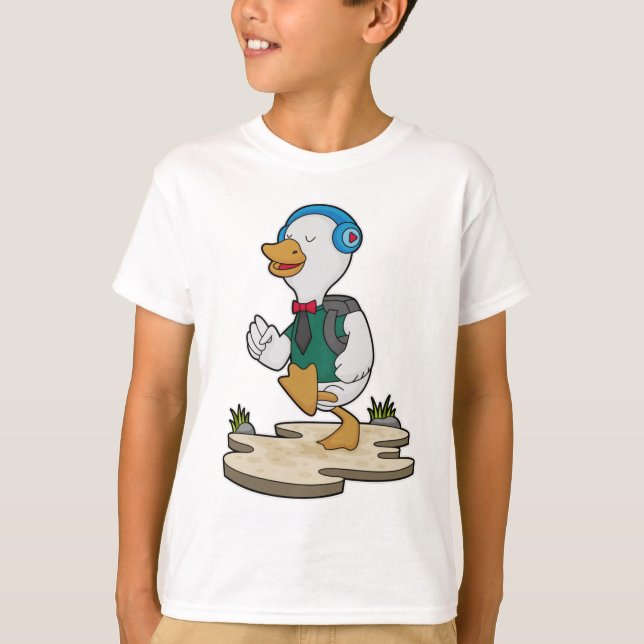 T-shirt Canard comme randonneur avec sac à dos (Devant)