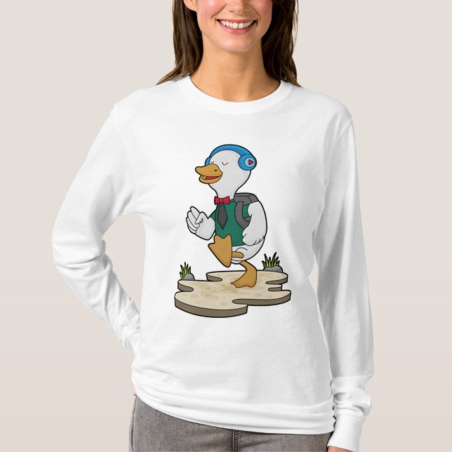 T-shirt Canard comme randonneur avec sac à dos (Devant)