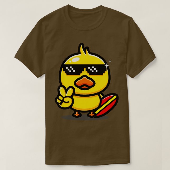 T-shirt Canard cool Avec Planche De Surf Vacances Été Surf (Design devant)