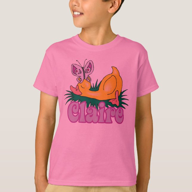 T-shirt canard couché avec papillon (Devant)