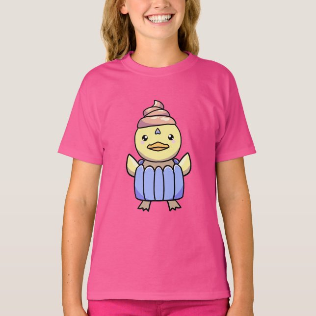 T-shirt canard Cute Kawaii Chibi Cupcake pour enfa (Devant)