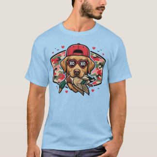 T-shirt Canard de chien de chasse de la Saint-Valentin