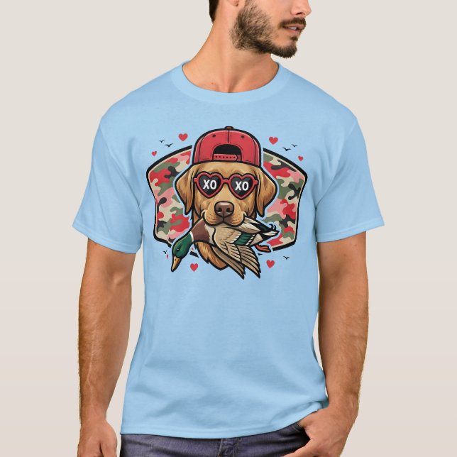 T-shirt Canard de chien de chasse de la Saint-Valentin (Devant)