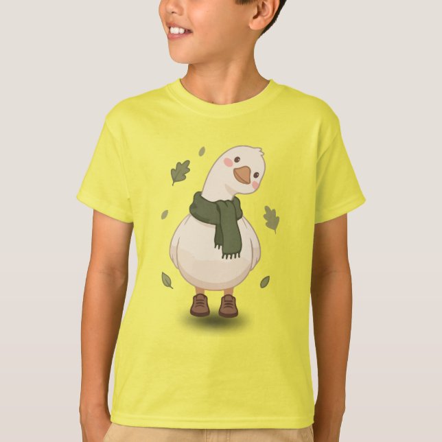 T-shirt Canard de dessin animé automnal cosy (Devant)