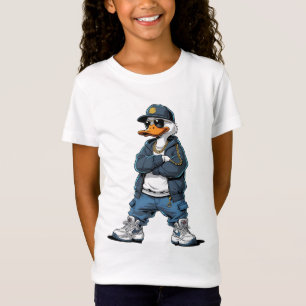 T-Shirt Canard de dessin animé swag avec chaînes en or et