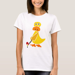 T-shirt Canard drôle jouant l'art de primitif de golf