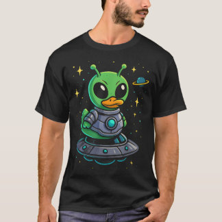 T-shirt Canard en caoutchouc alien mignon thème spatial po