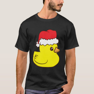 T-shirt Canard en caoutchouc de Noël drôle avec Santa Hat 