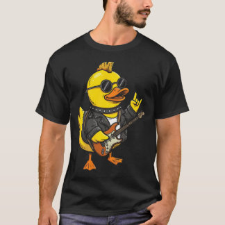 T-shirt Canard en caoutchouc jouant de la guitare Rock 'N'