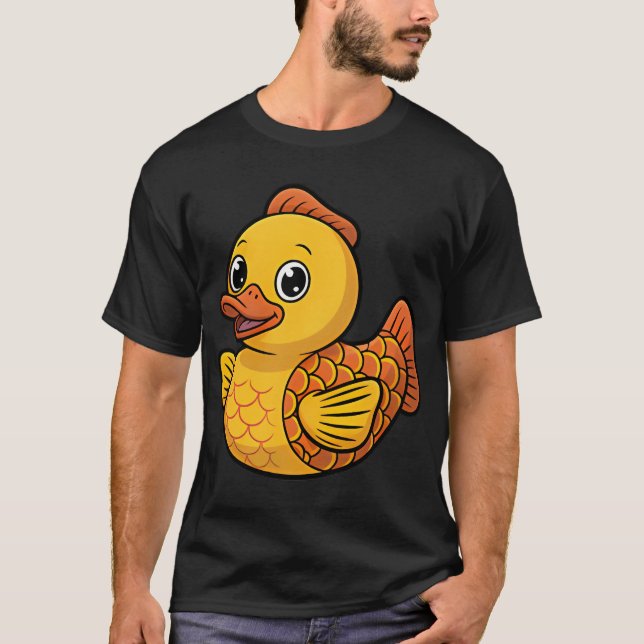 T-shirt Canard en caoutchouc poisson design hybride mignon (Devant)