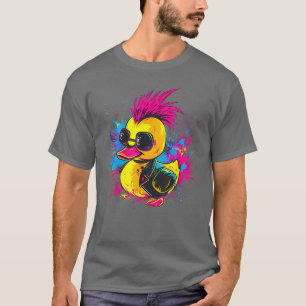 T-shirt Canard en caoutchouc Punk Rock Aquarelle Caneton e