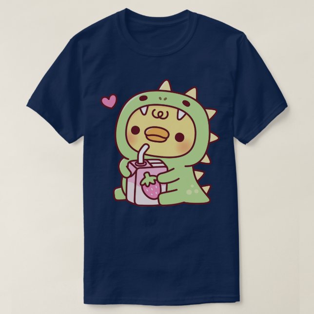 T-shirt Canard En Costume De Dinosaure Cute Avec Lait De F (Design devant)