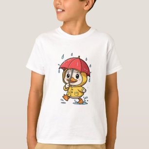 T-shirt Canard en imperméable éclaboussant des flaques d'e