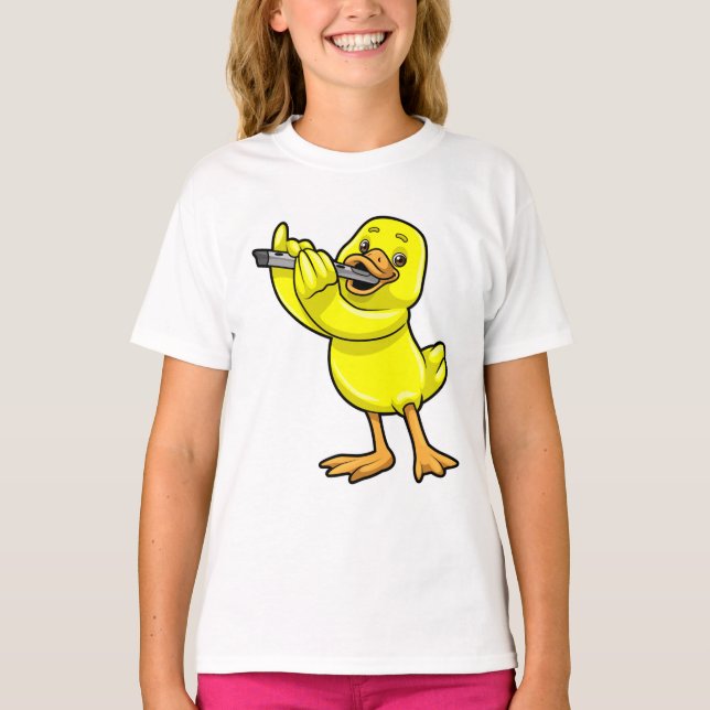 T-shirt Canard en musique avec Flûte (Devant)