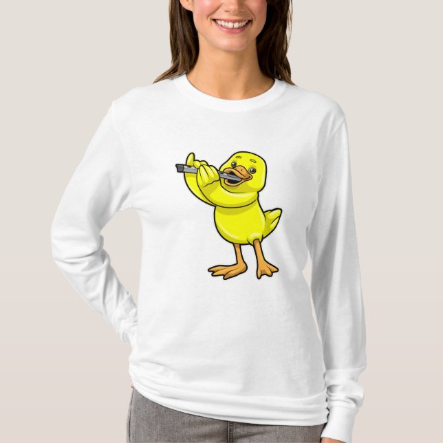 T-shirt Canard en musique avec Flûte (Devant)