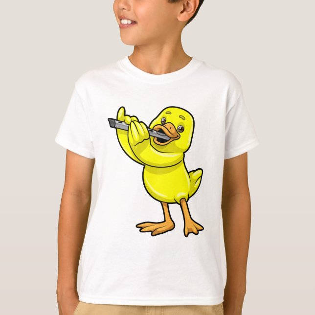 T-shirt Canard en musique avec Flûte (Devant)
