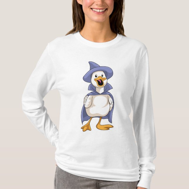 T-shirt Canard en Sorcière avec Chapeau (Devant)