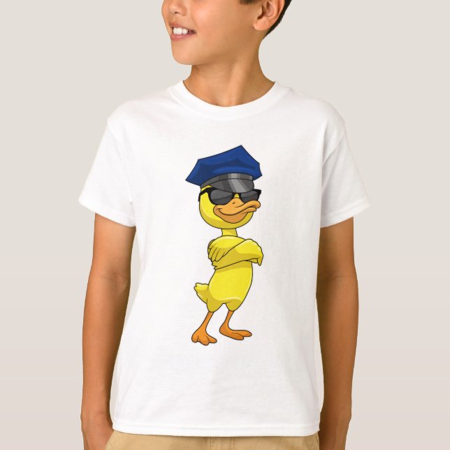 T-shirt Canard en tant qu'officier de police avec casquett (Devant)